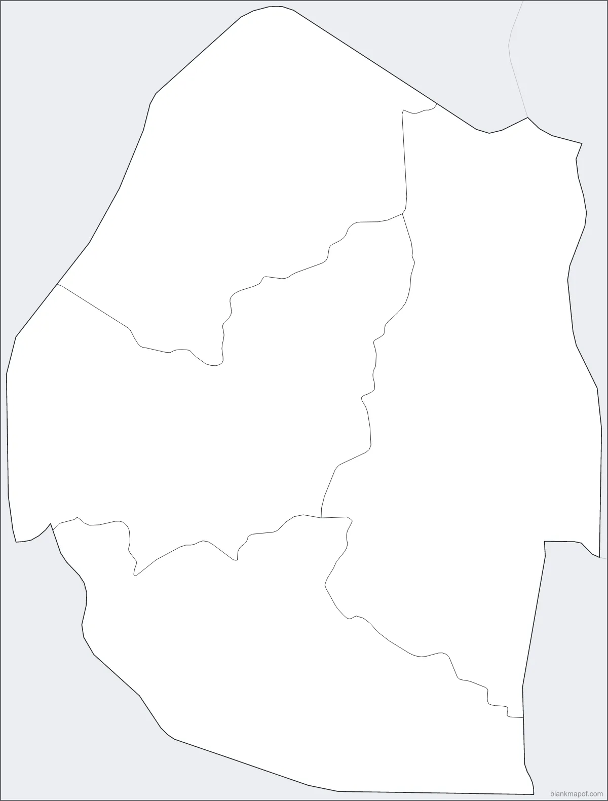 Blank map of Eswatini, with borders