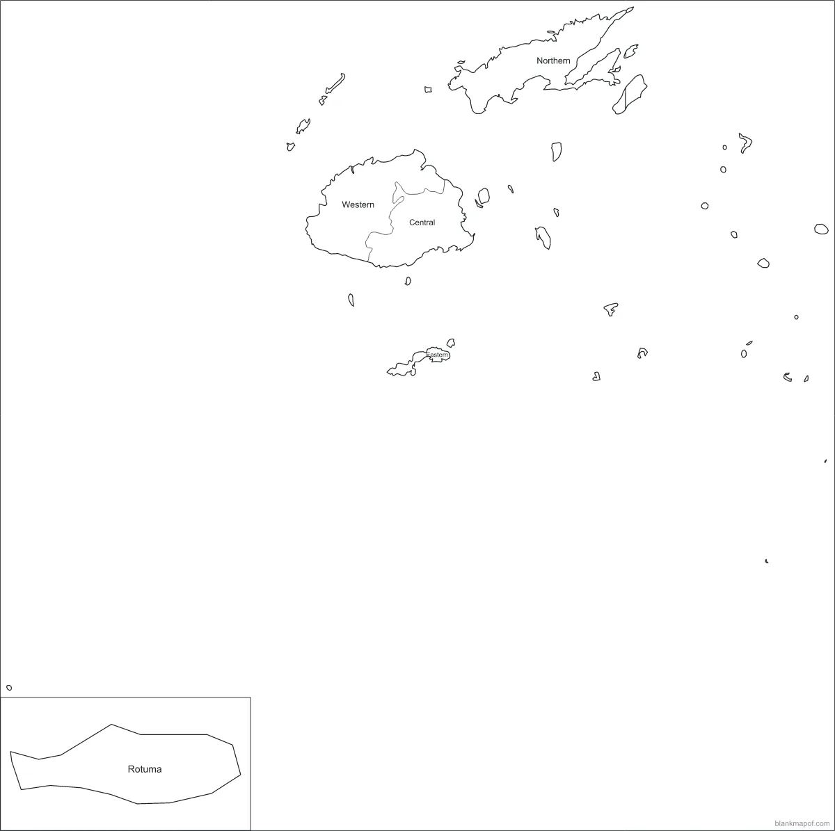 Blank map of Fiji, labeled