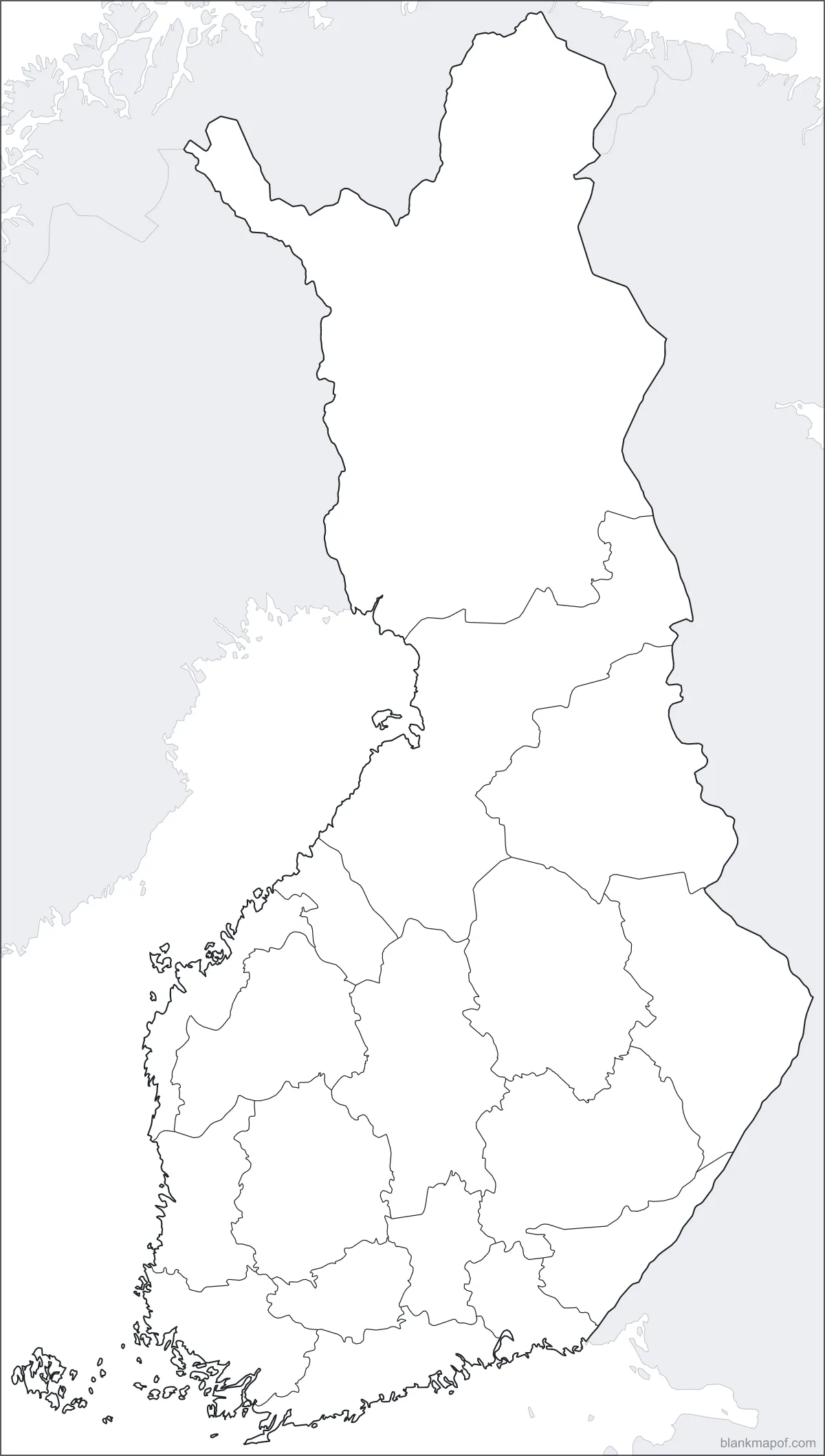 Blank map of Finland, with borders