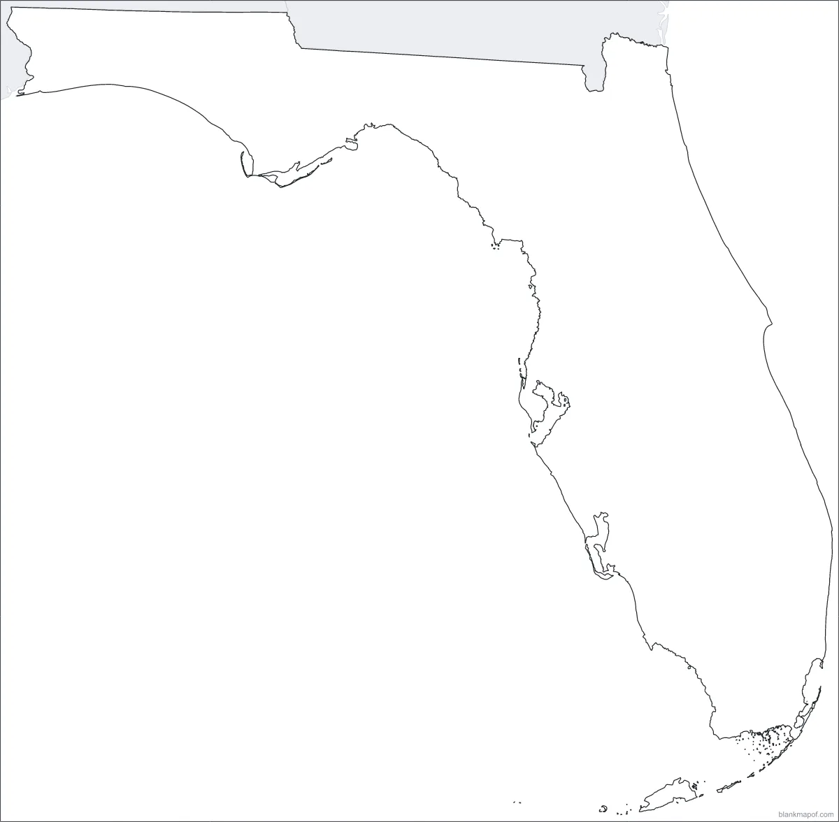 Blank map of Florida, outline