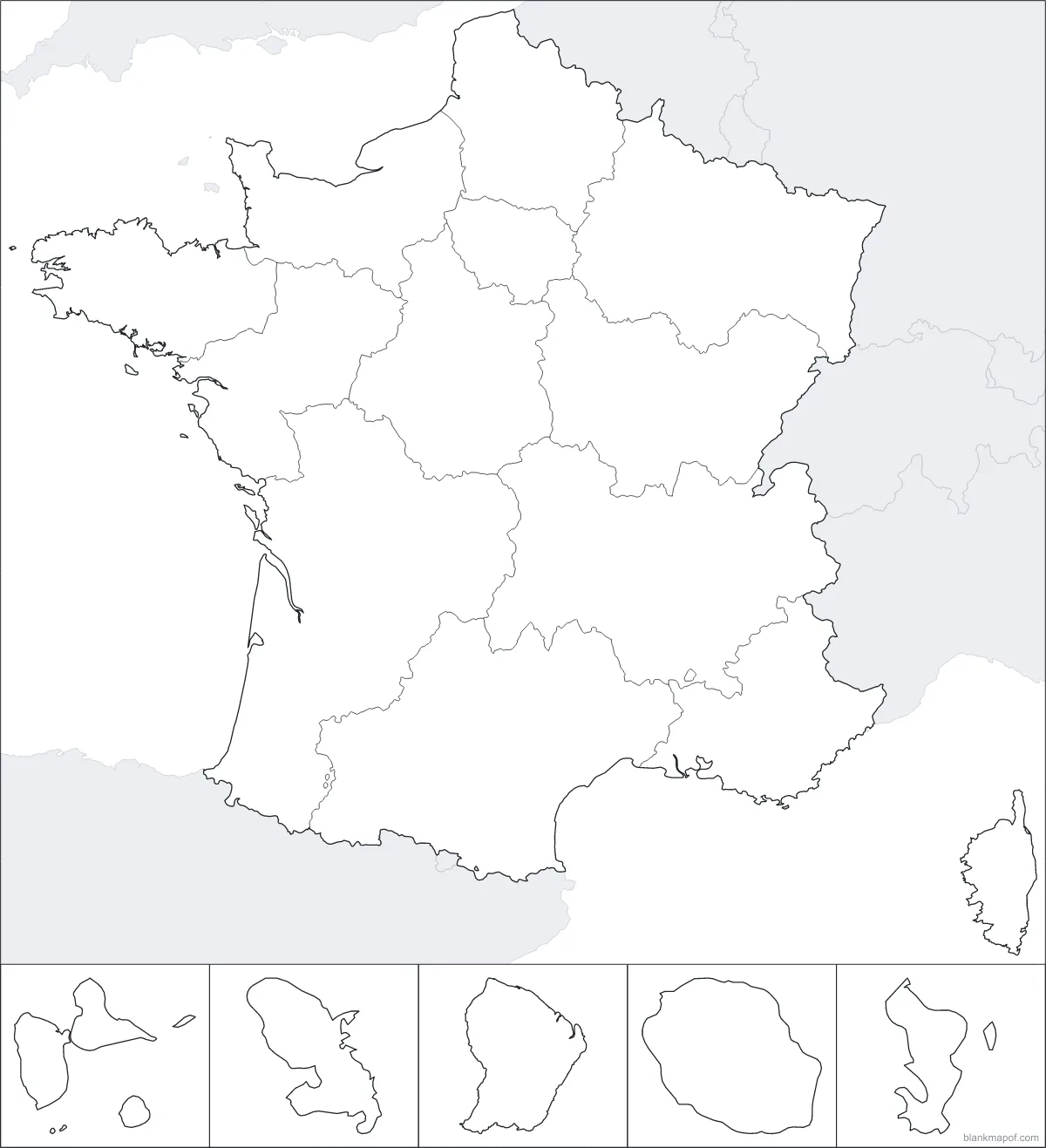 Blank map of France