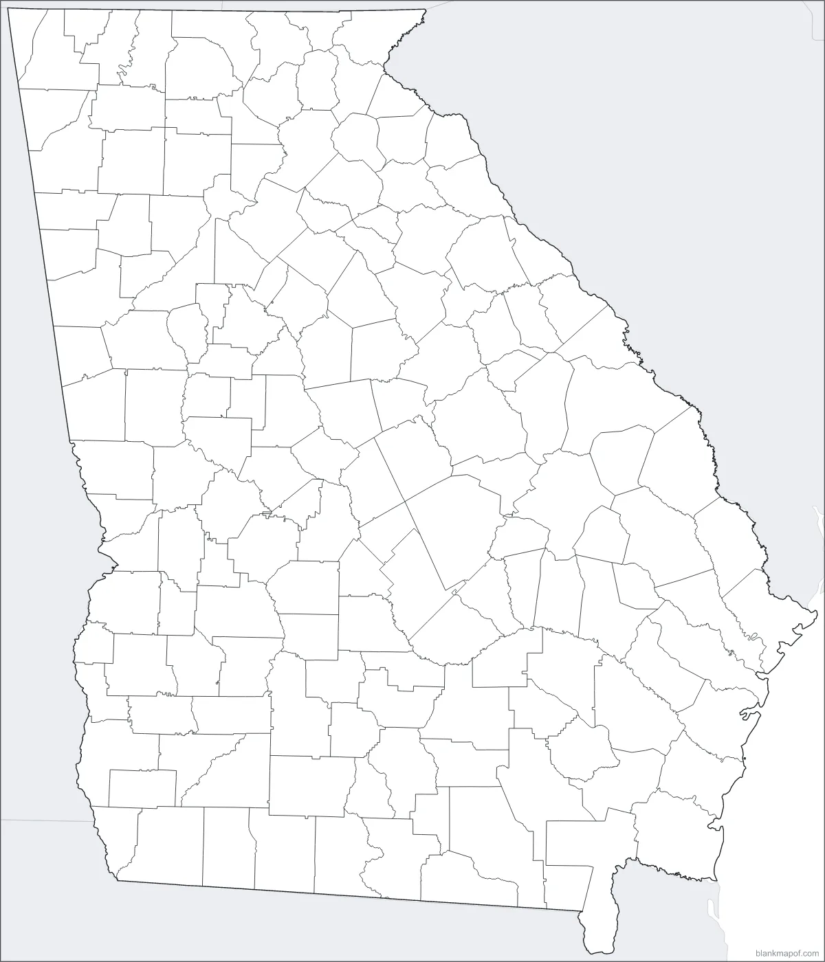 Blank map of Georgia, with borders