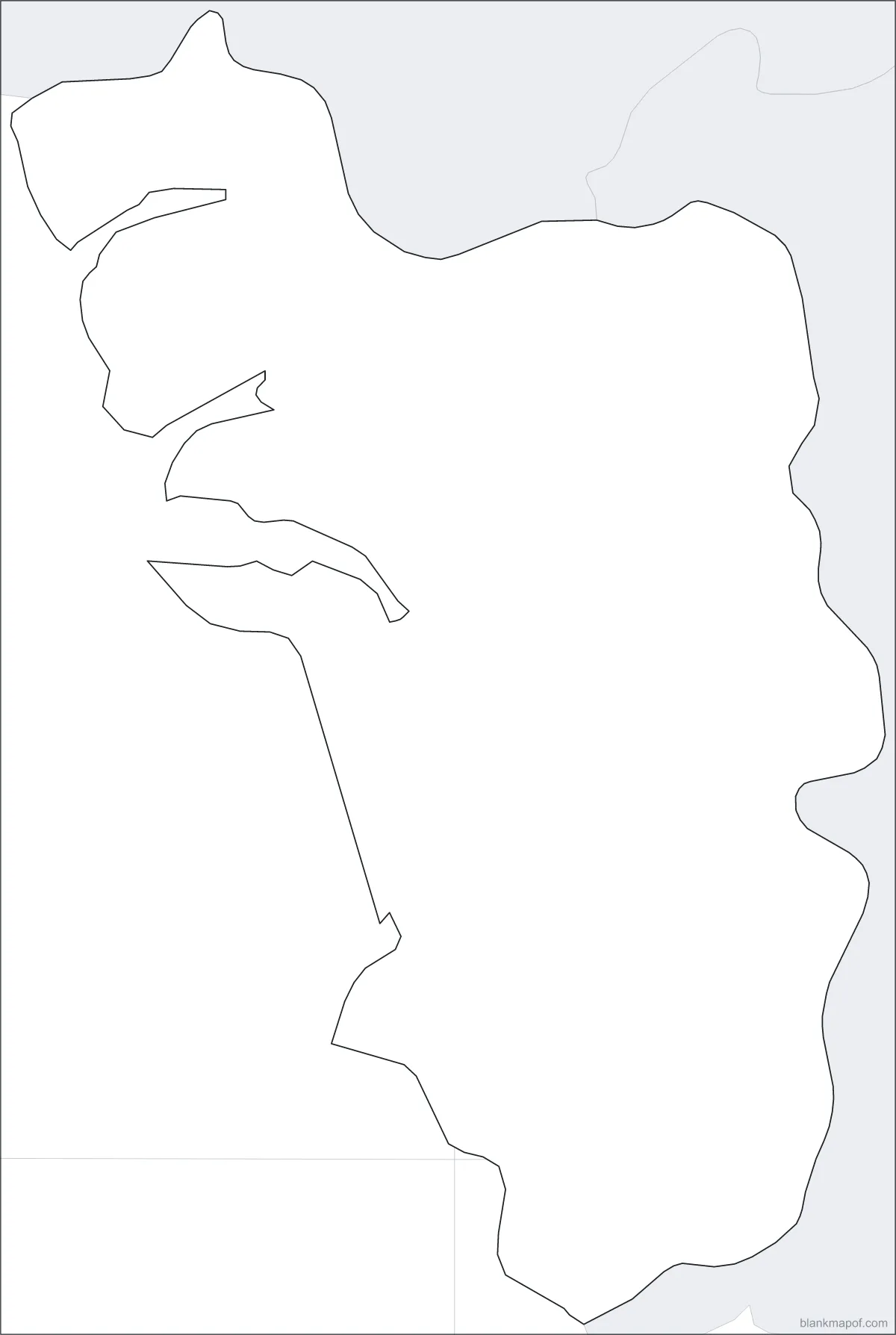 Blank map of Goa, with lat/long grid