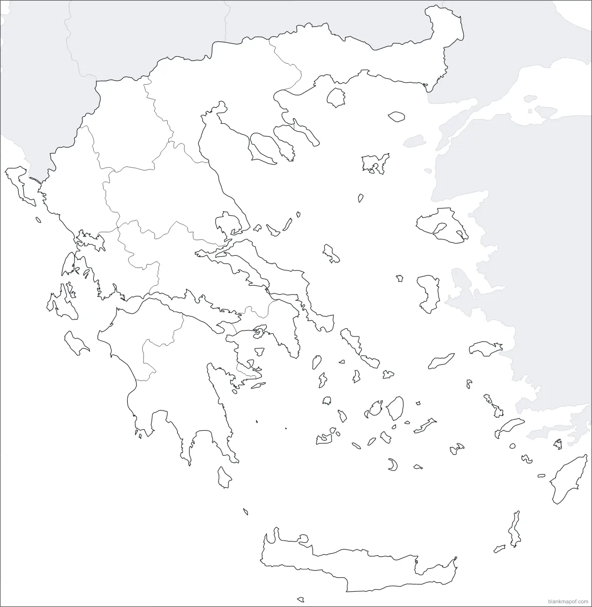 Blank map of Greece, with borders