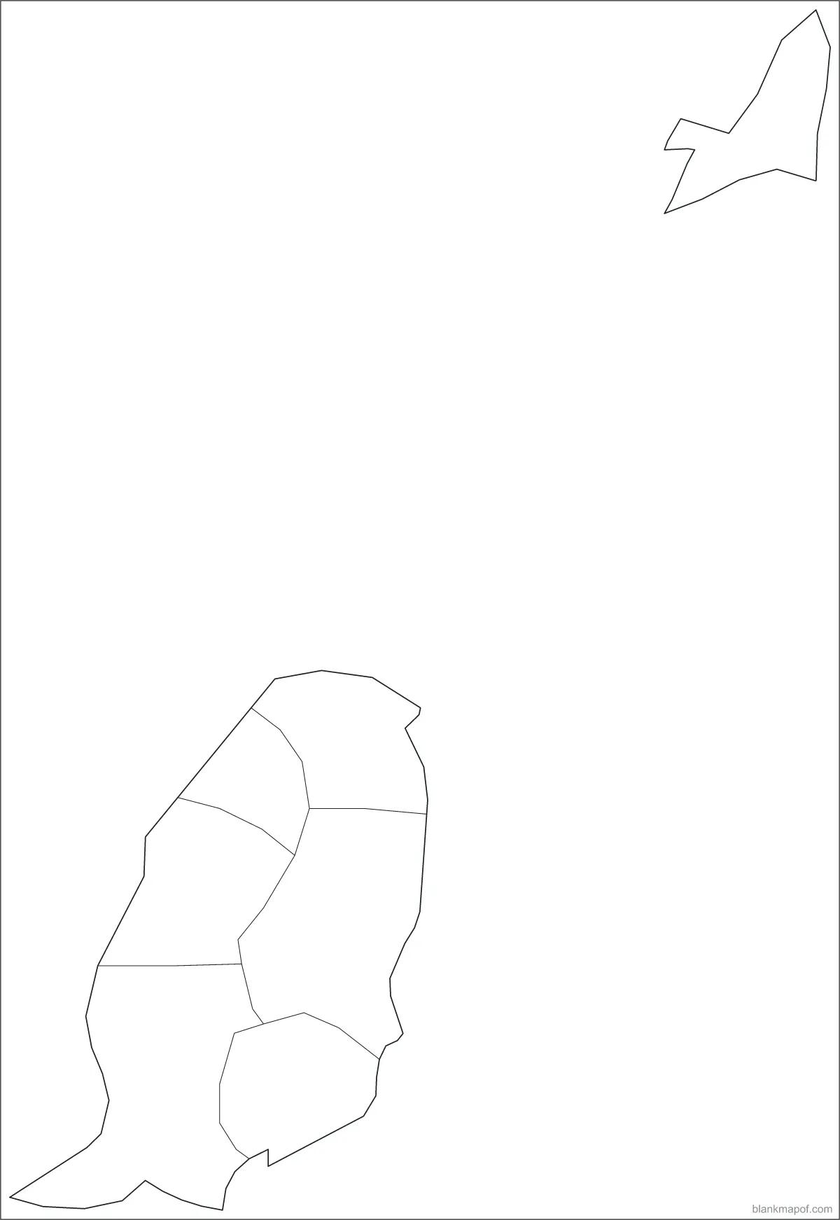 Blank map of Grenada, with borders