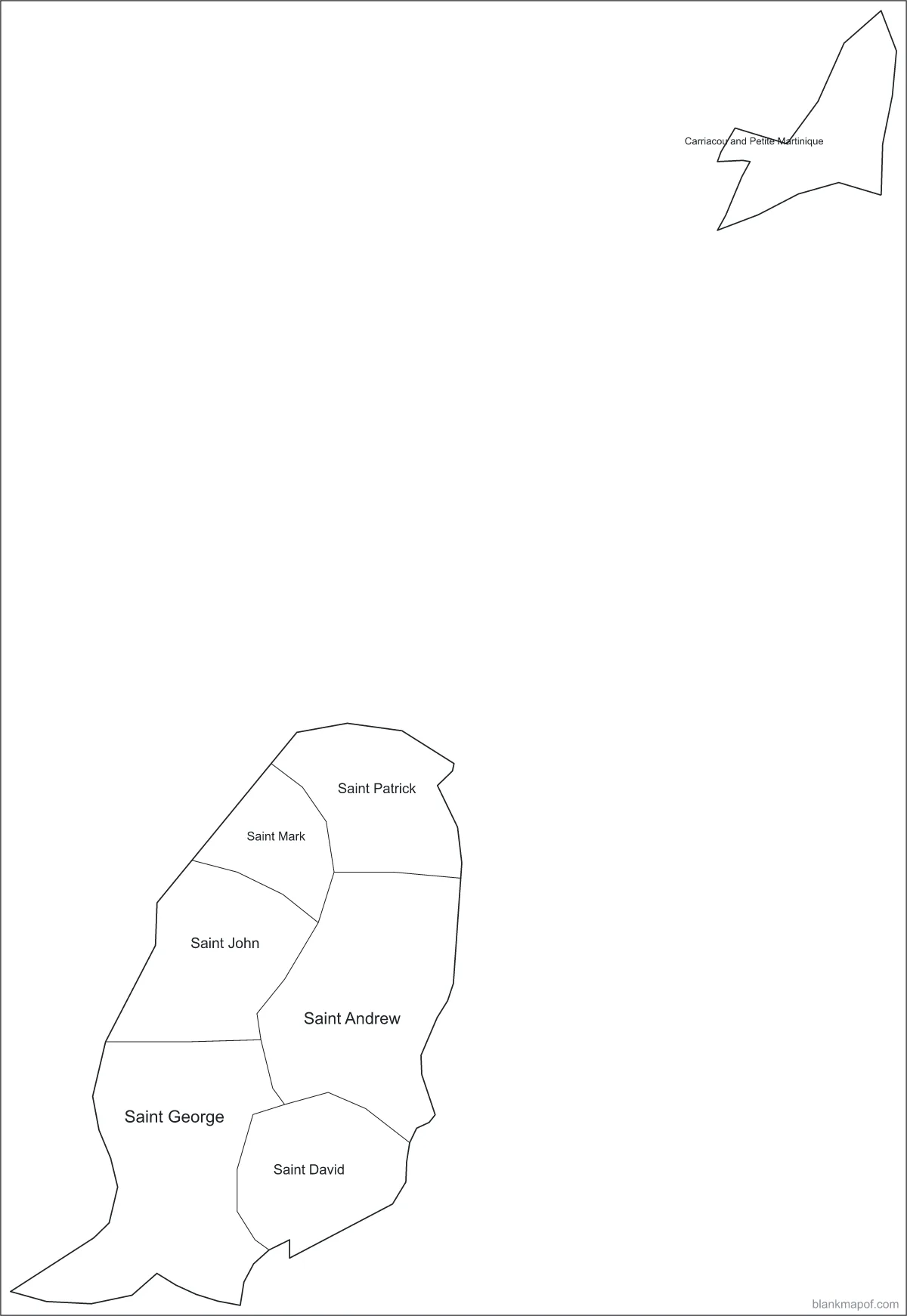 Blank map of Grenada, labeled
