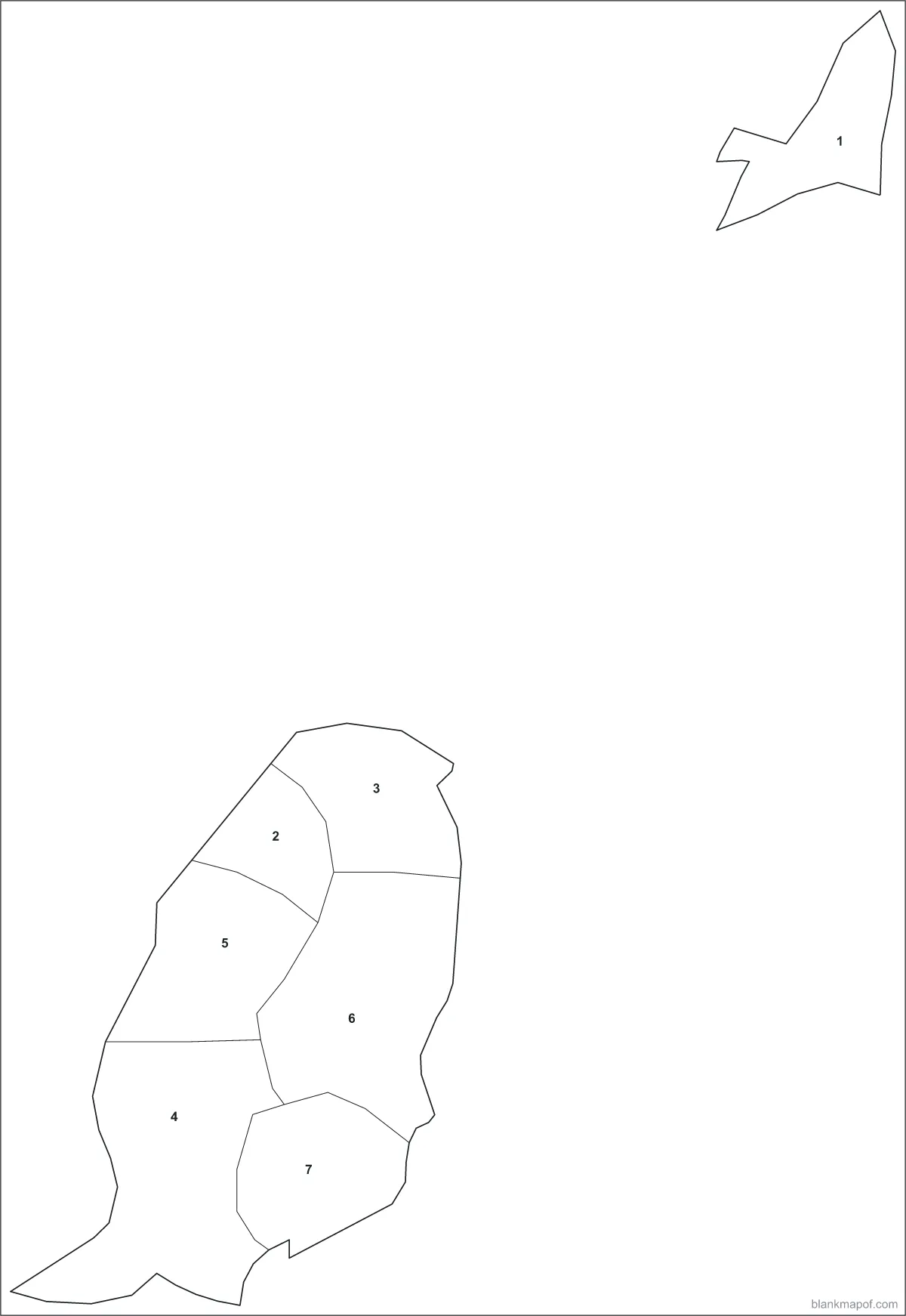 Blank map of Grenada, numbered