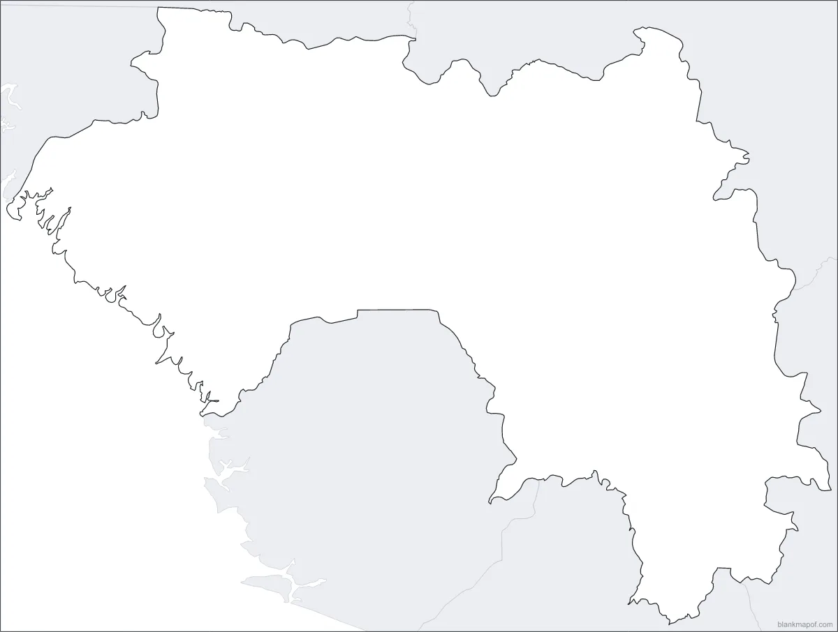 Blank map of Guinea, outline
