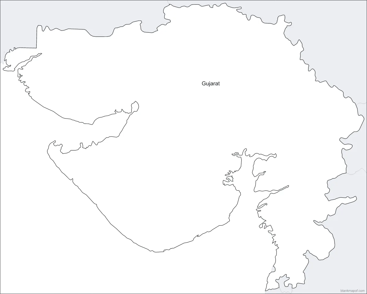 Blank map of Gujarat, labeled