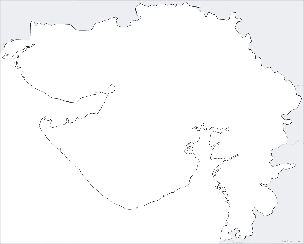 Blank map of Gujarat, outline