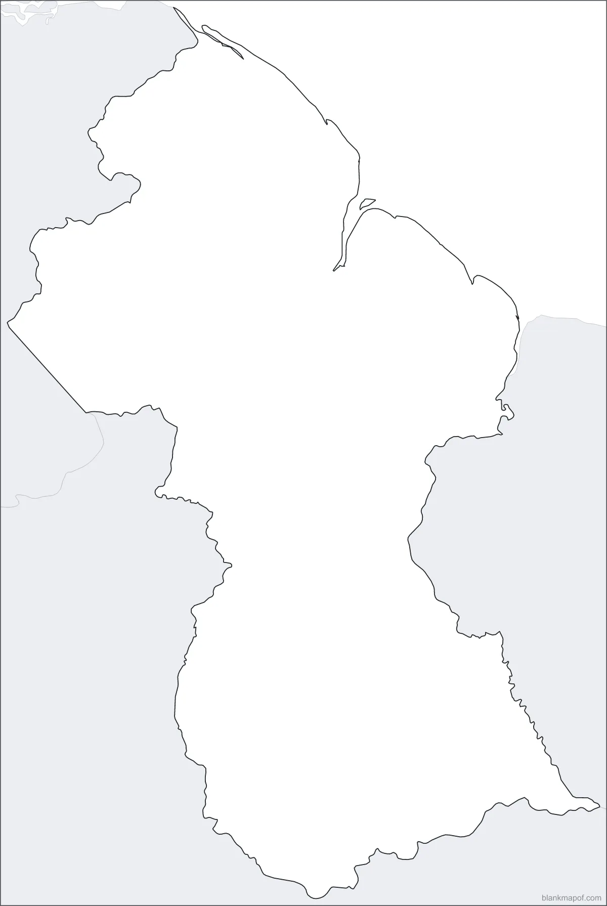 Blank map of Guyana, outline