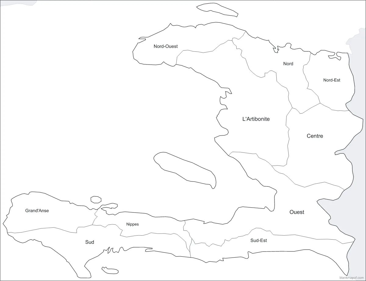 Blank map of Haiti, labeled