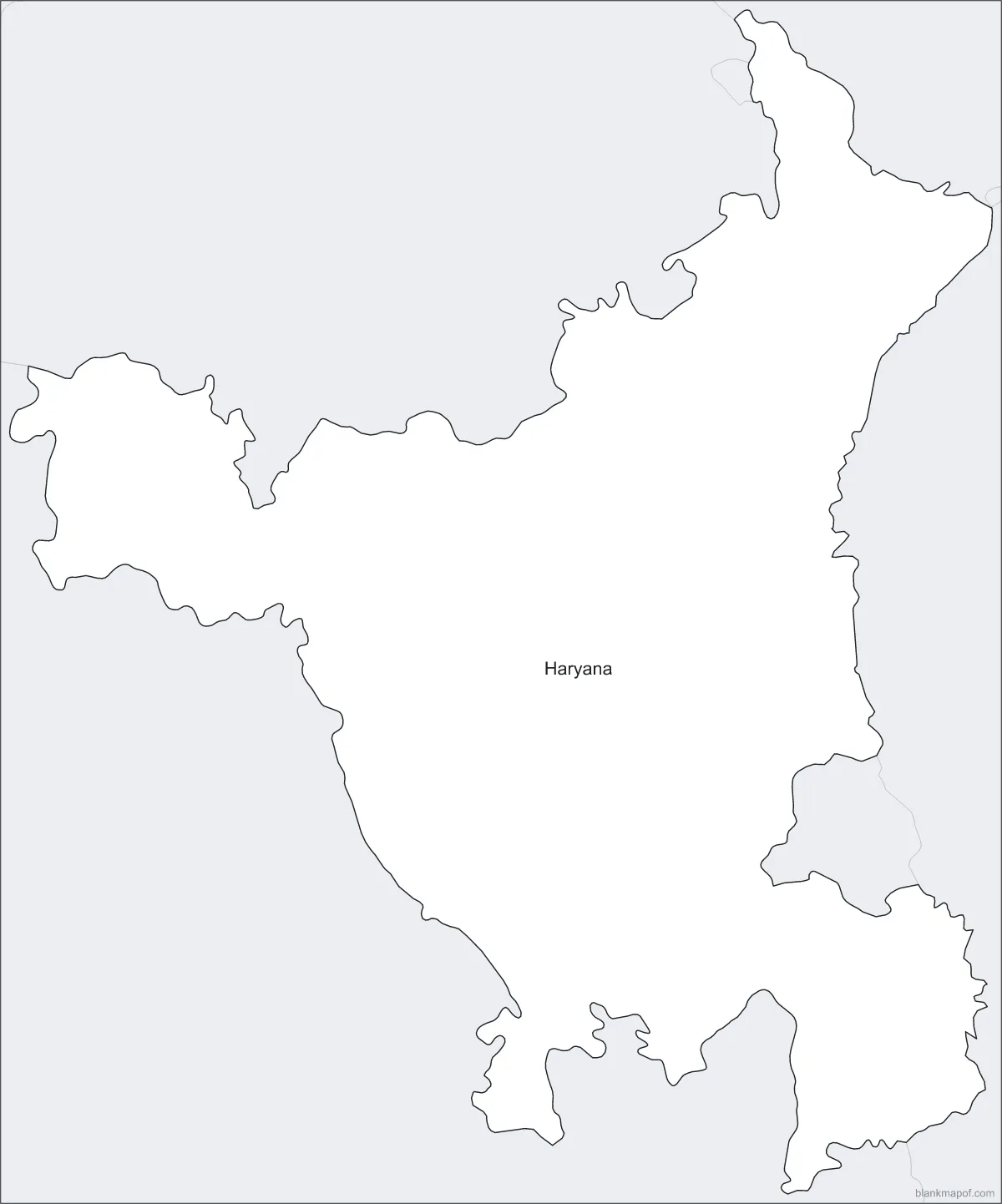 Blank map of Haryana, labeled