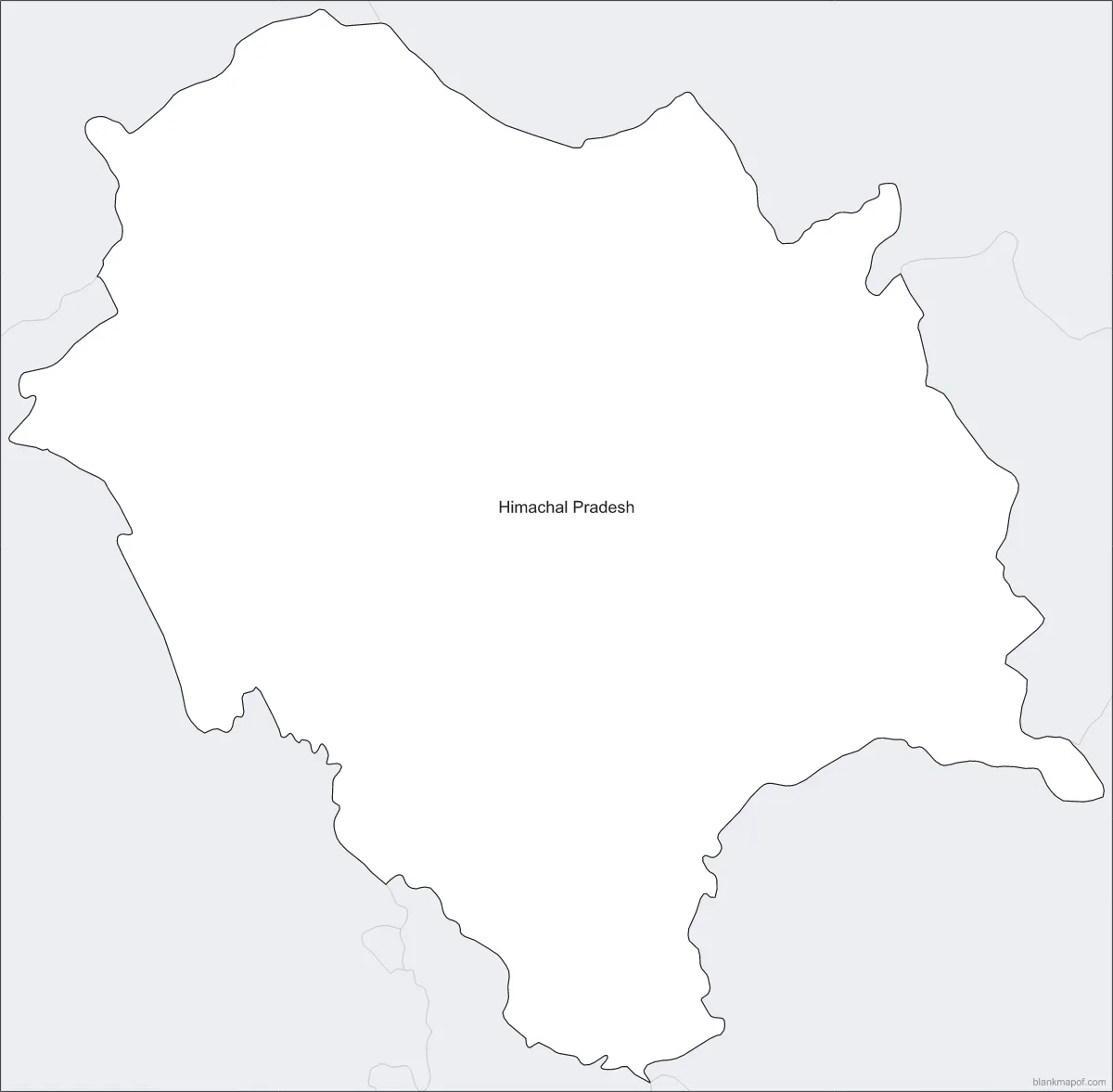 Blank map of Himachal Pradesh, labeled