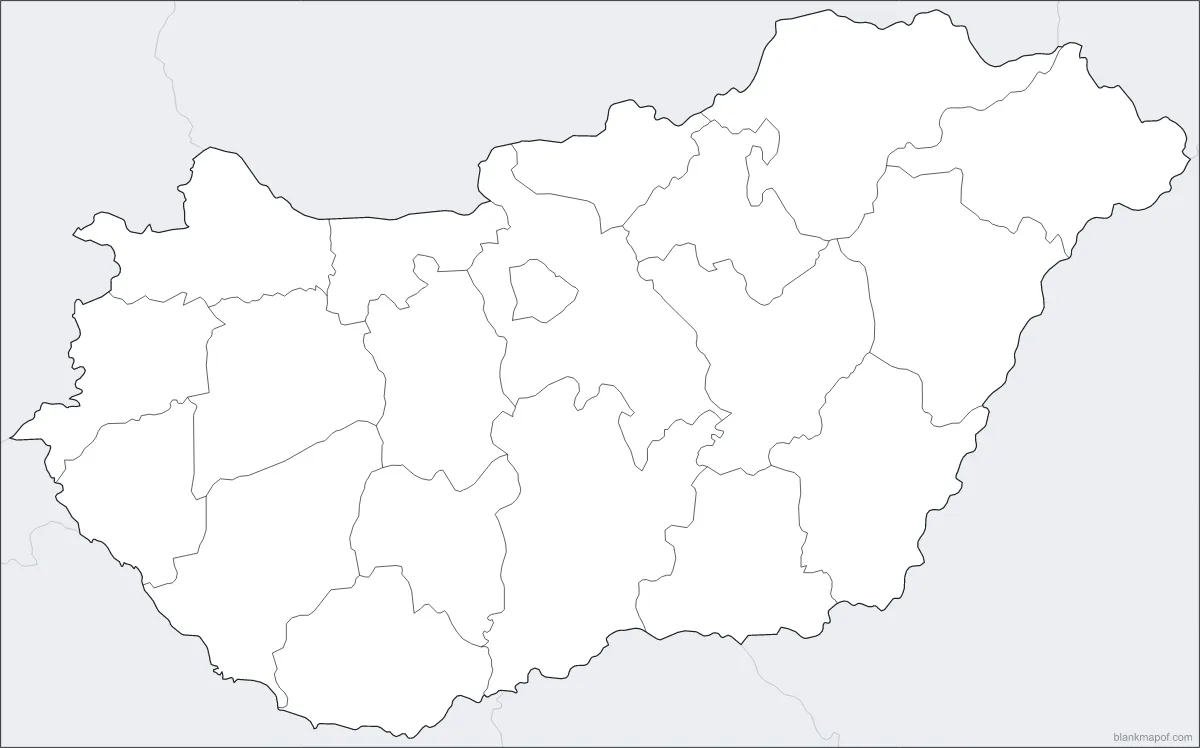 Blank map of Hungary, with borders