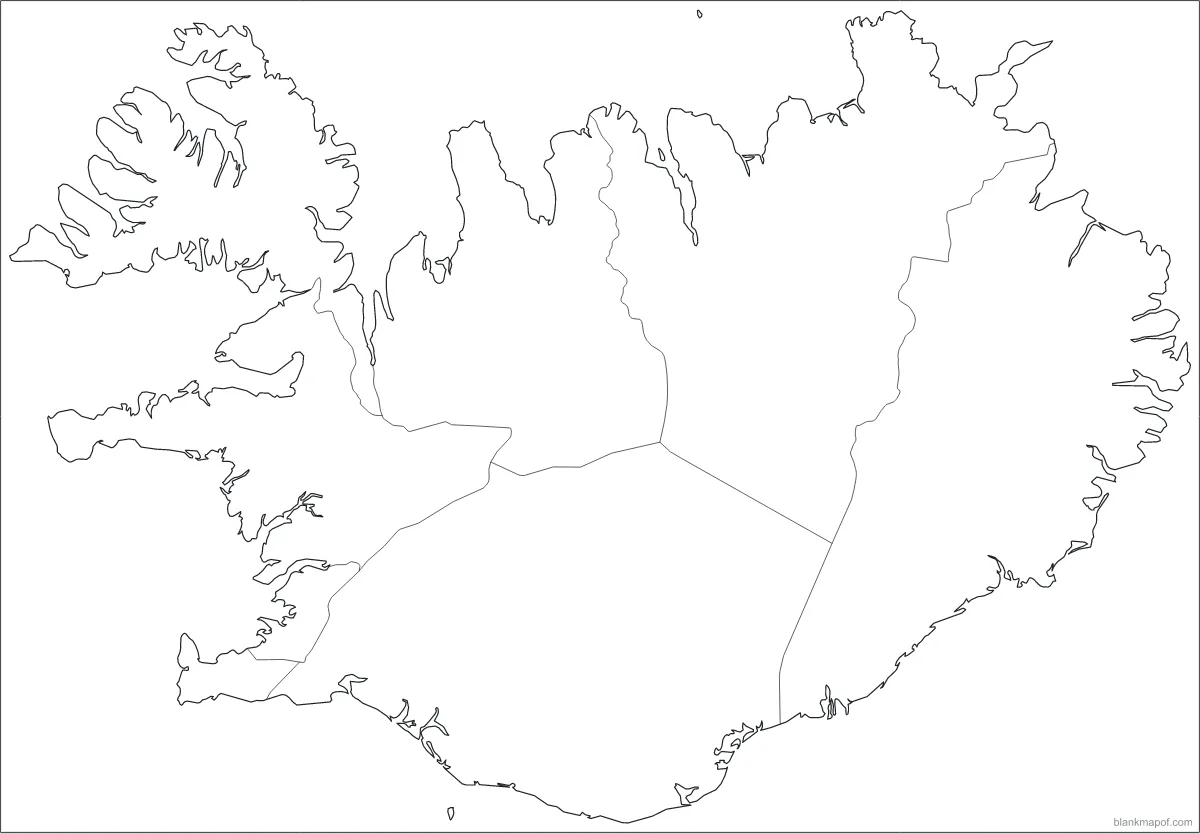 Blank map of Iceland, with borders