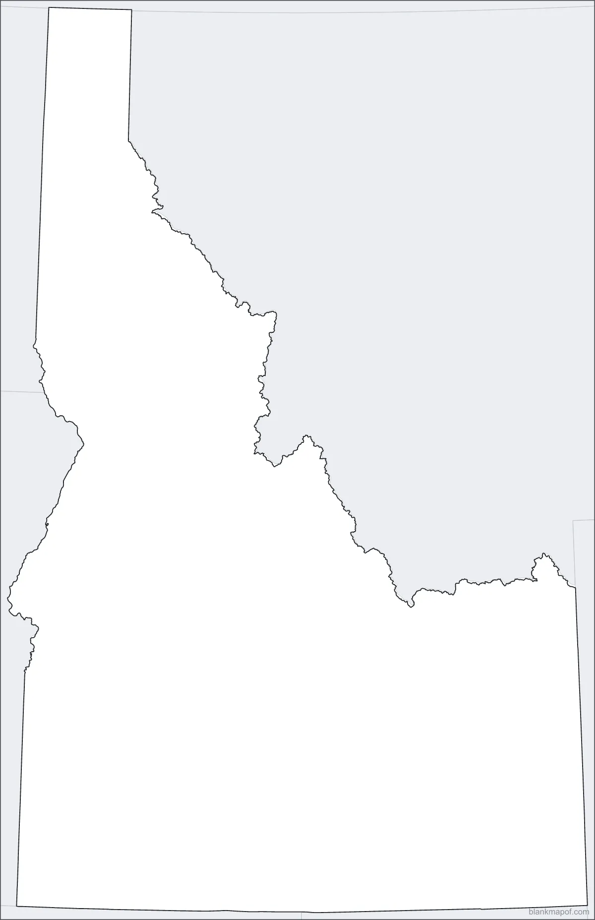 Blank map of Idaho, outline