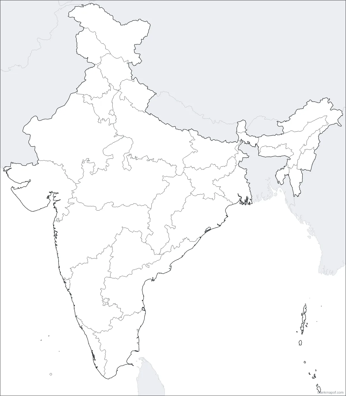 Blank map of India