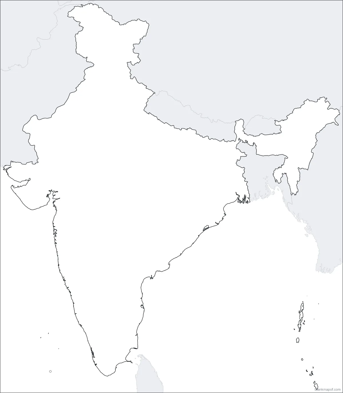 Blank map of India, outline