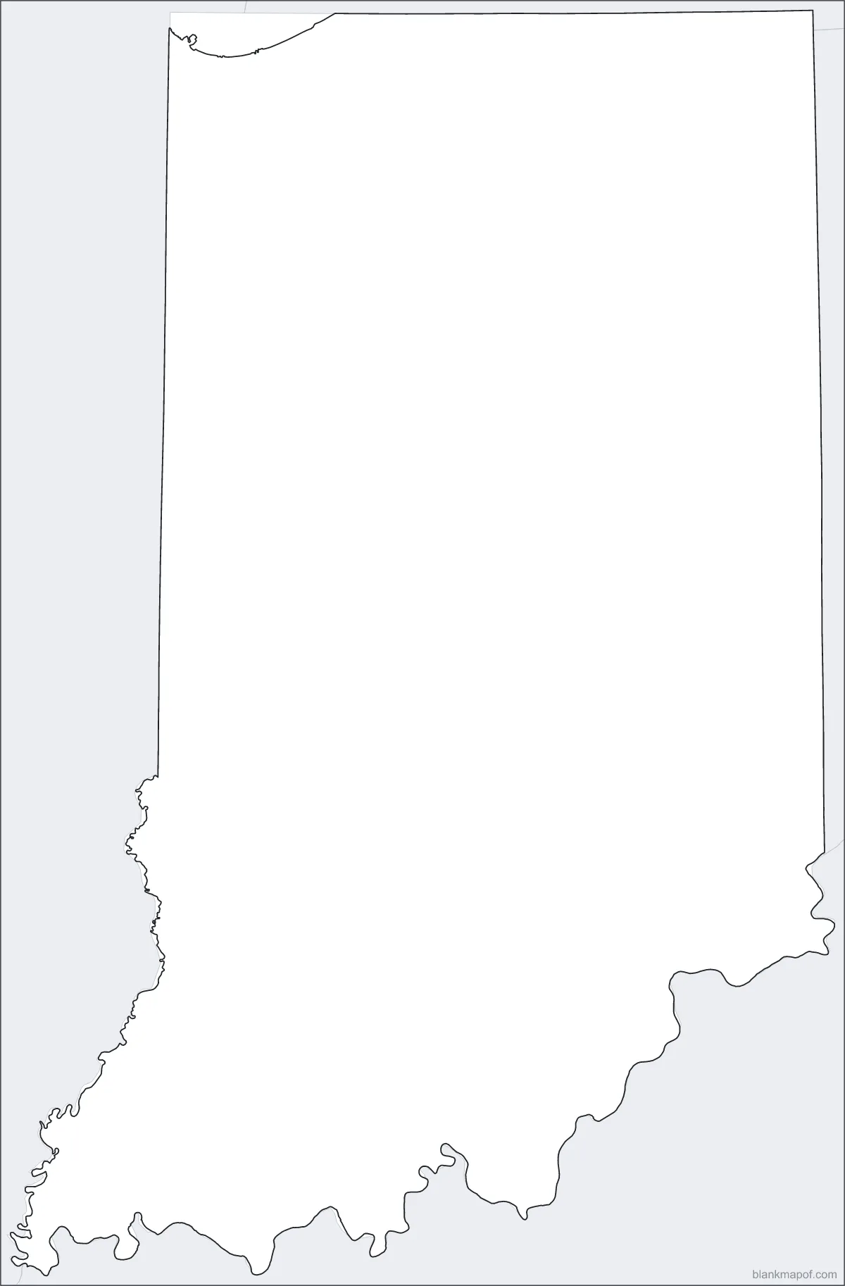Blank map of Indiana, outline