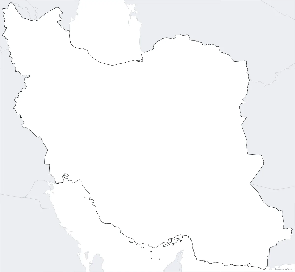 Blank map of Iran, outline