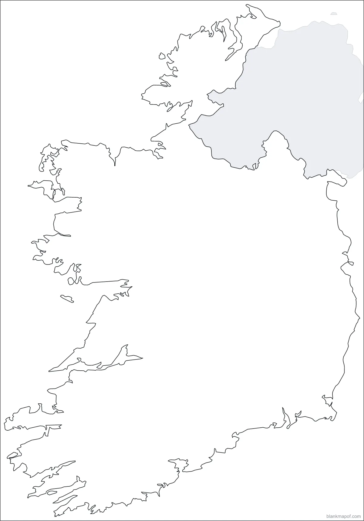 Blank map of Ireland, outline