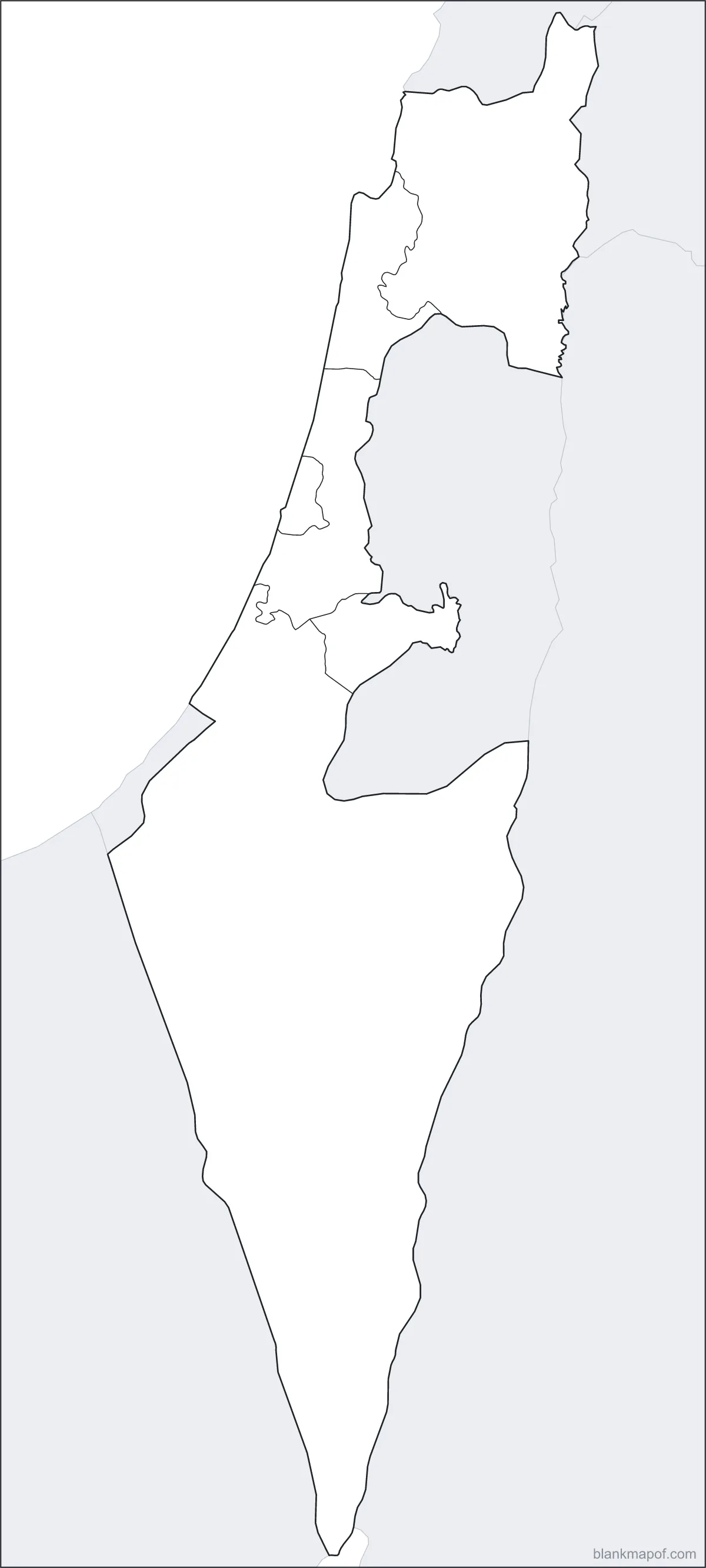 Blank map of Israel, with borders