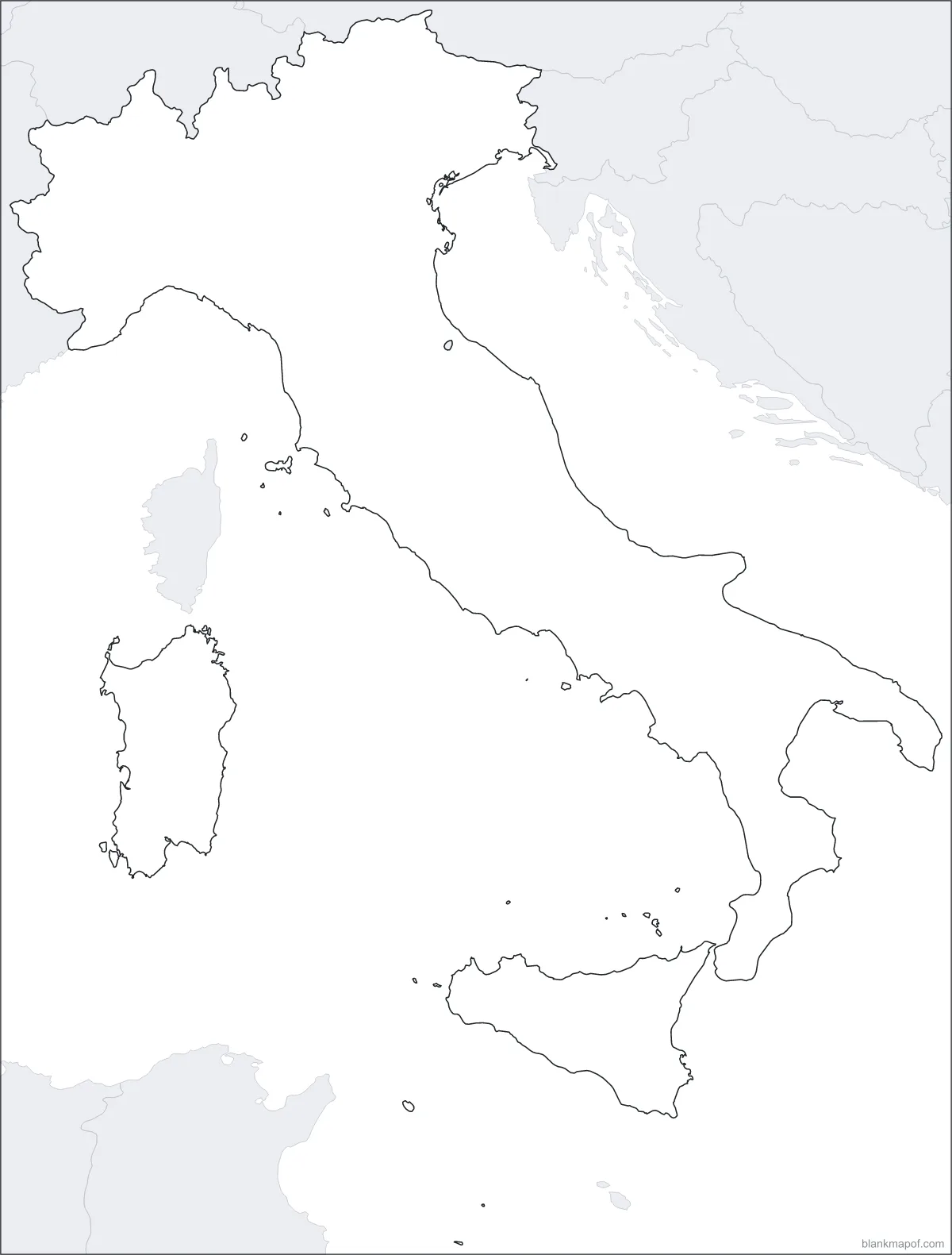 Blank map of Italy, outline