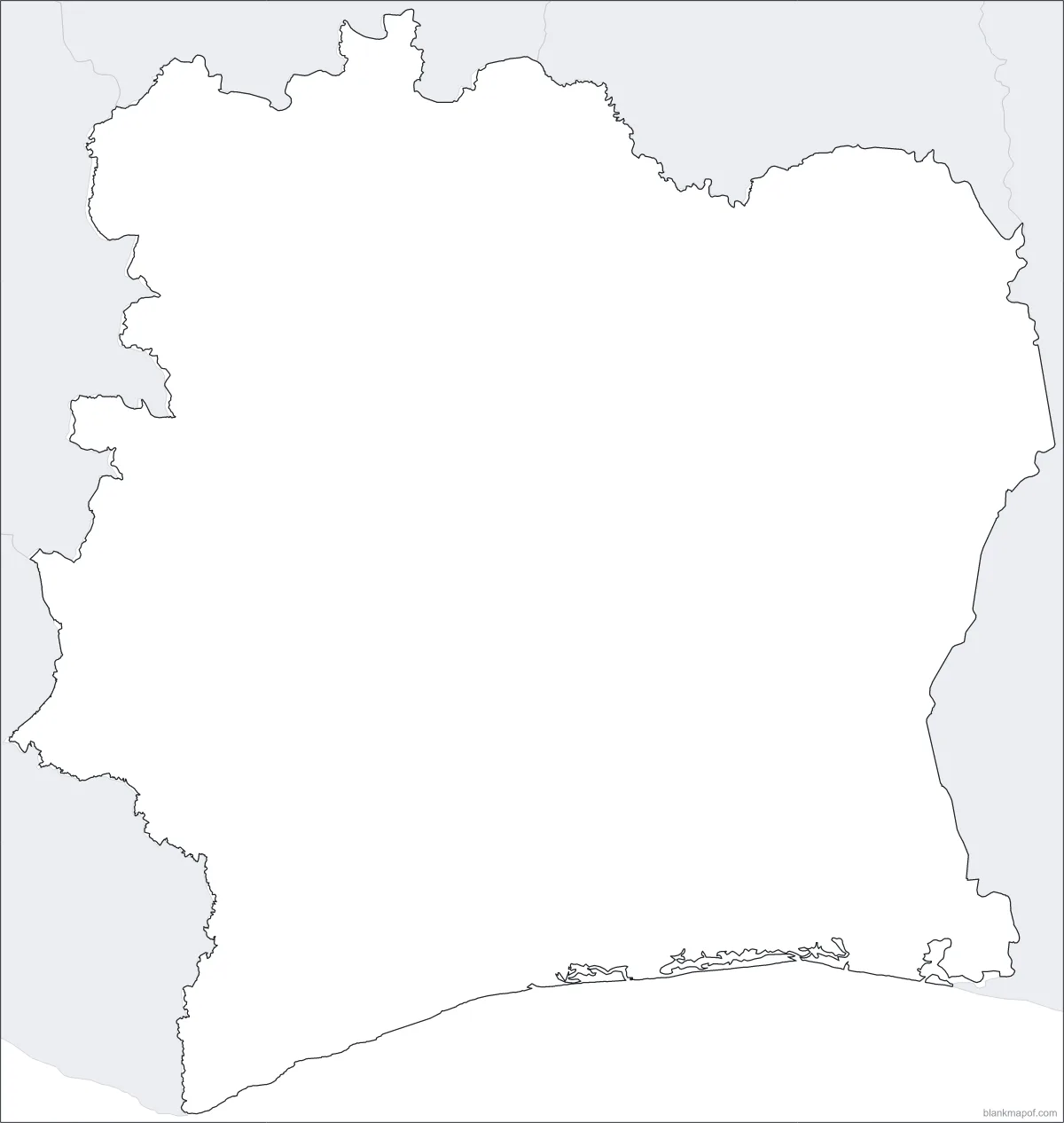 Blank map of Côte d'Ivoire, outline