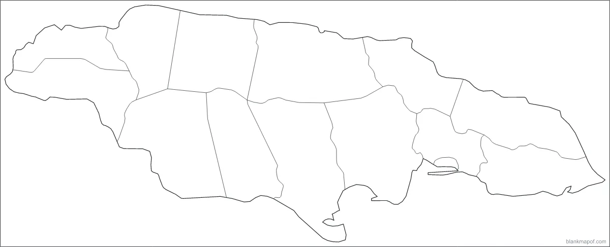 Blank map of Jamaica, with borders