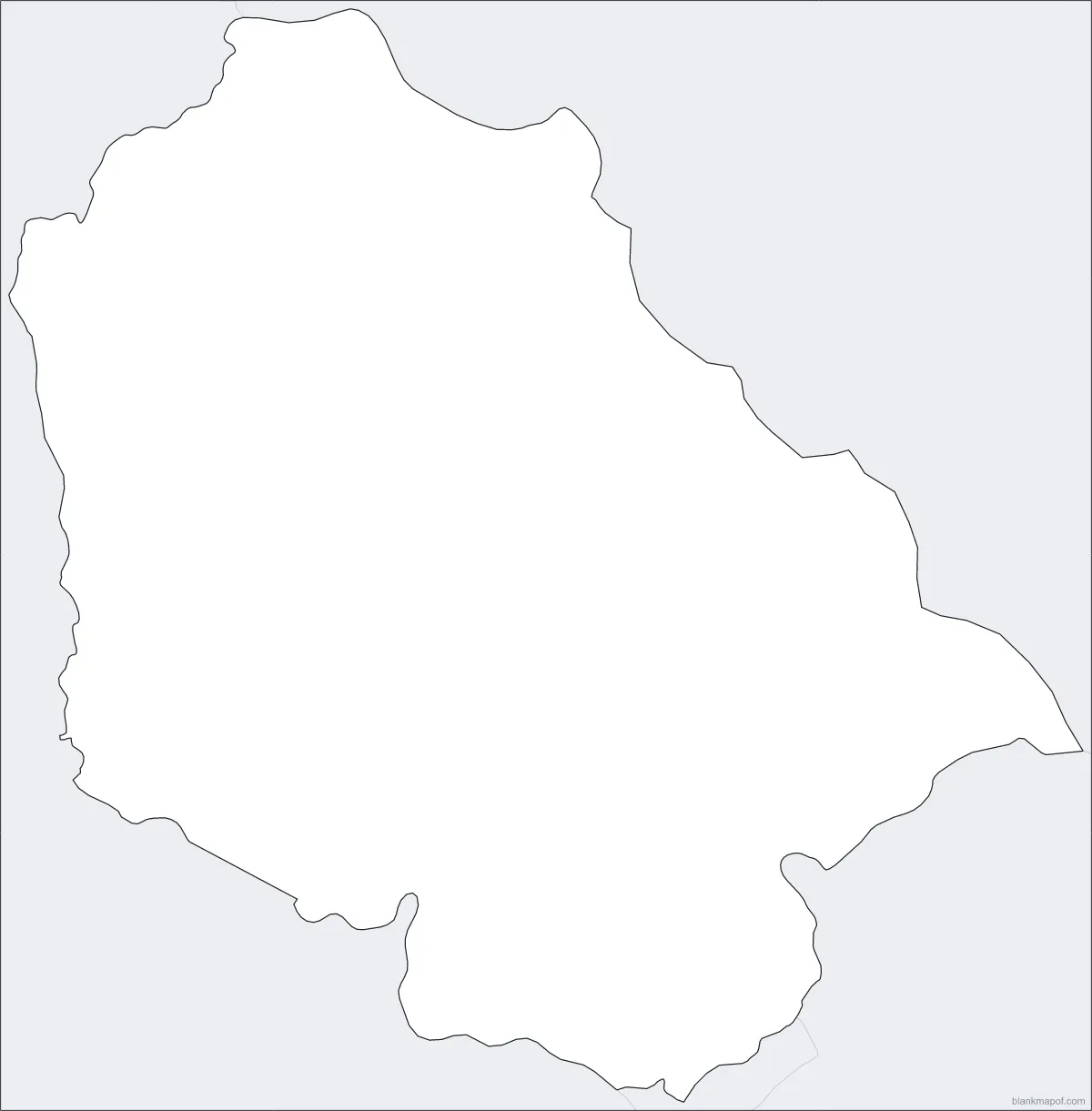 Blank map of Jammu and Kashmir, with lat/long grid