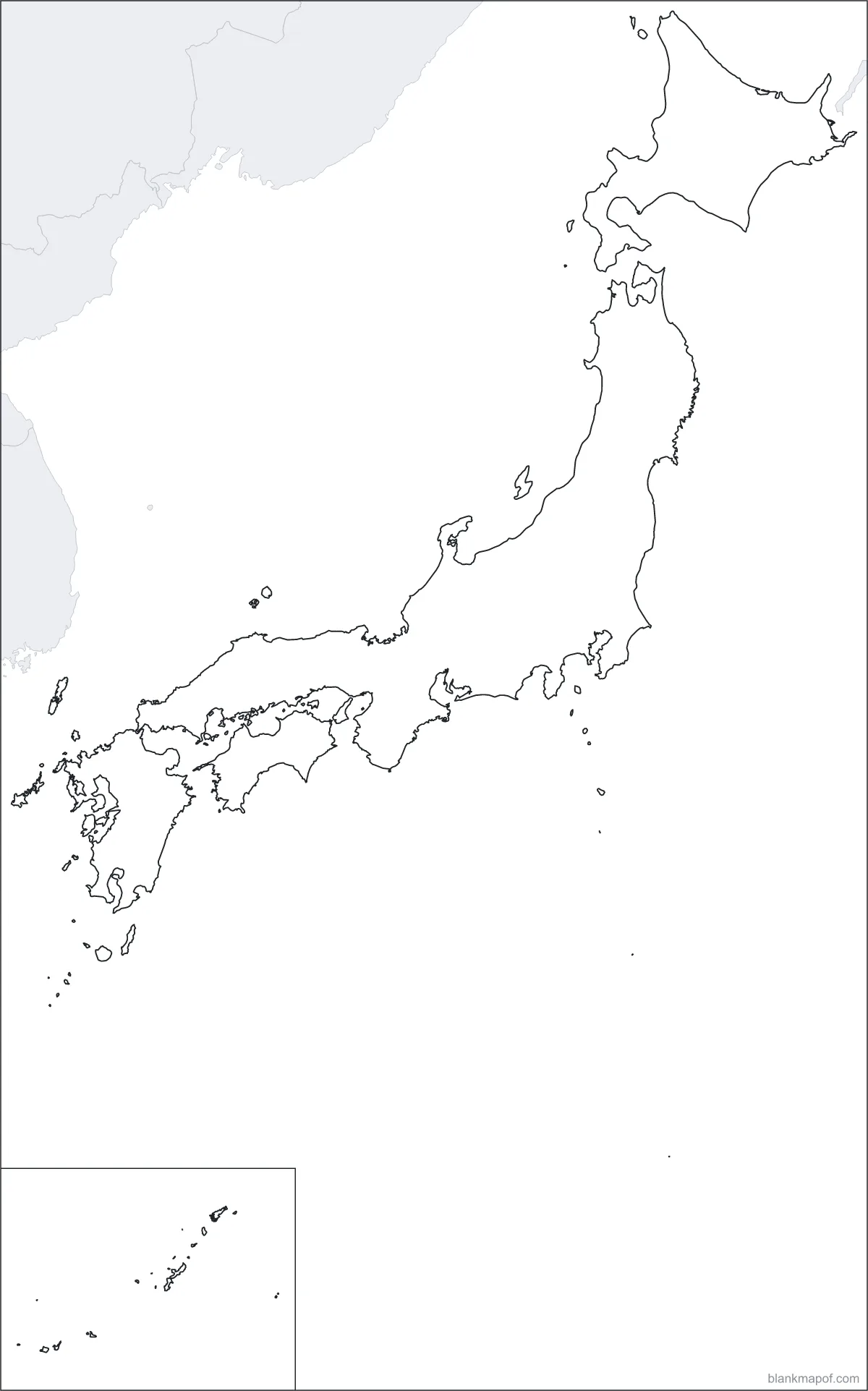 Blank map of Japan, outline