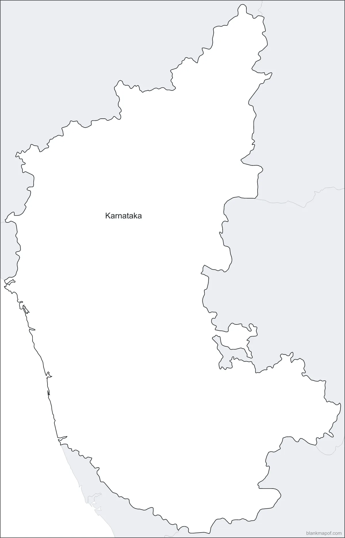 Blank map of Karnataka, labeled