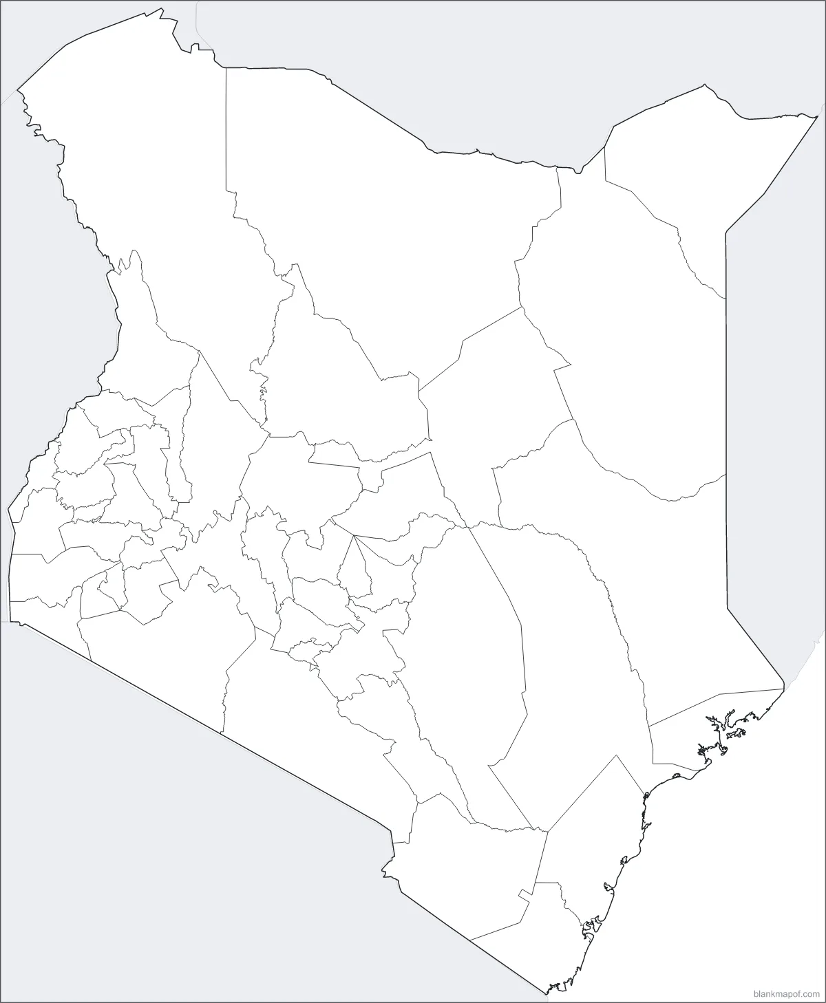 Blank map of Kenya