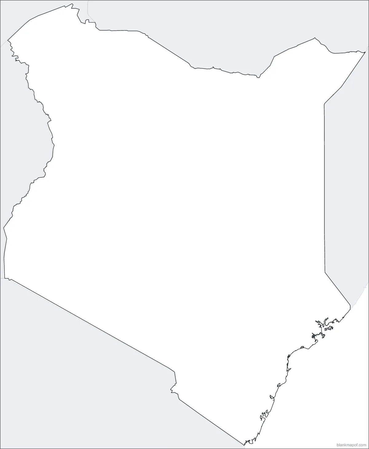 Blank map of Kenya, outline