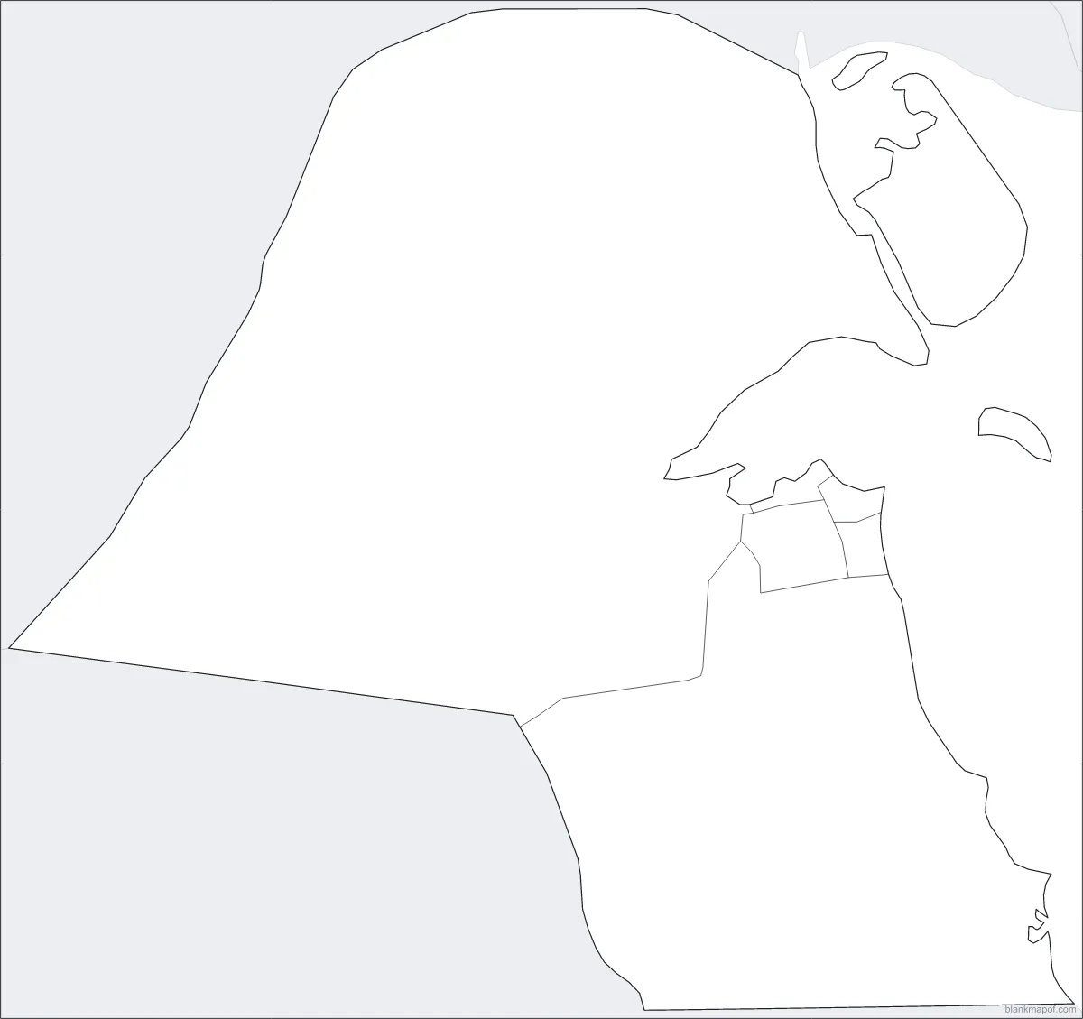 Blank map of Kuwait, with borders