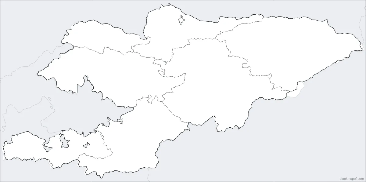 Blank map of Kyrgyzstan, with borders