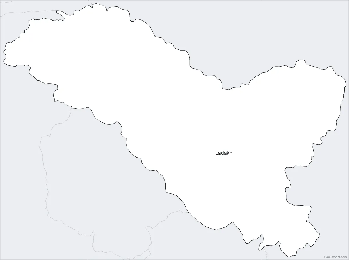 Blank map of Ladakh, labeled