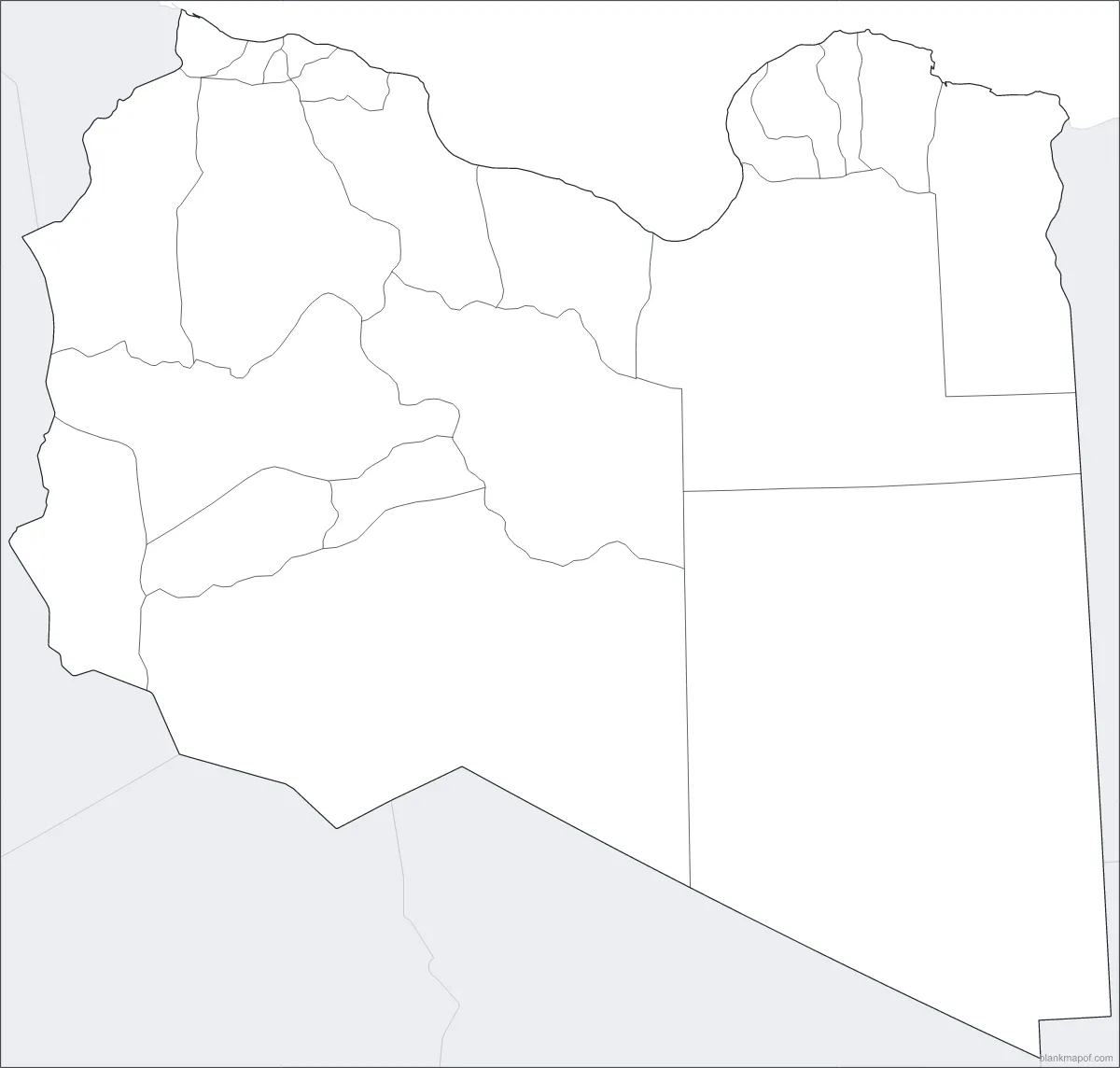 Blank map of Libya, with borders