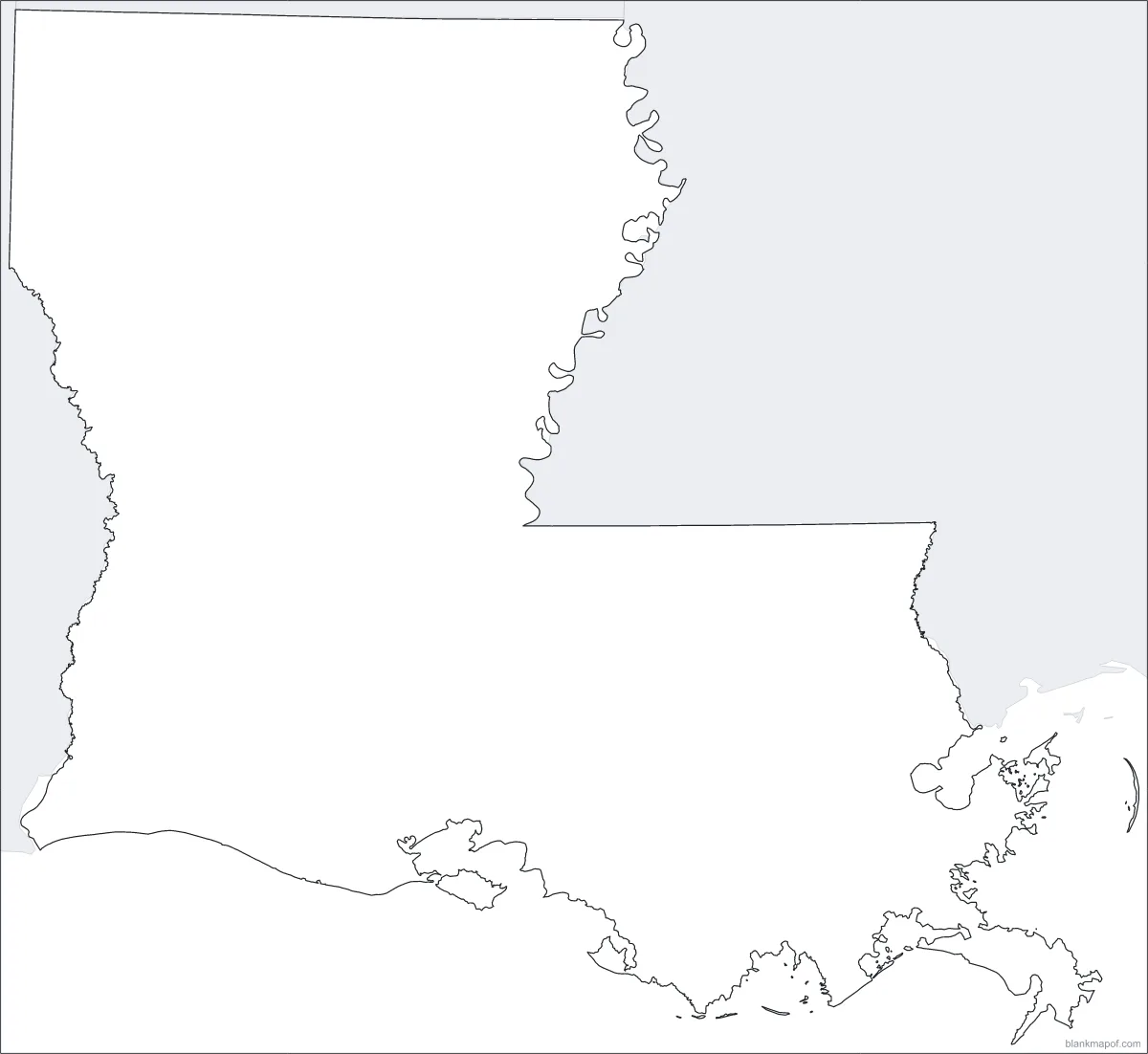 Blank map of Louisiana, outline