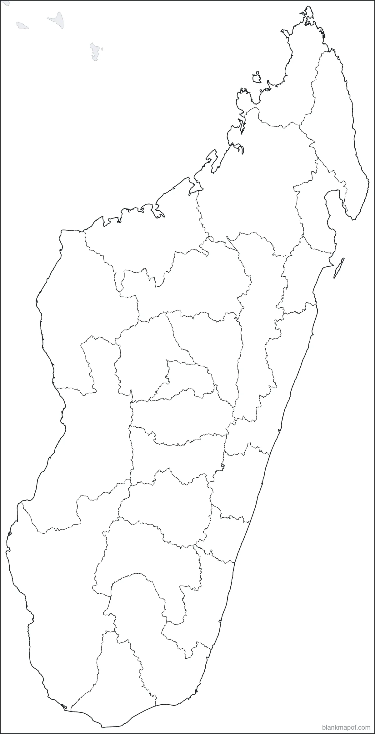 Blank map of Madagascar, with borders