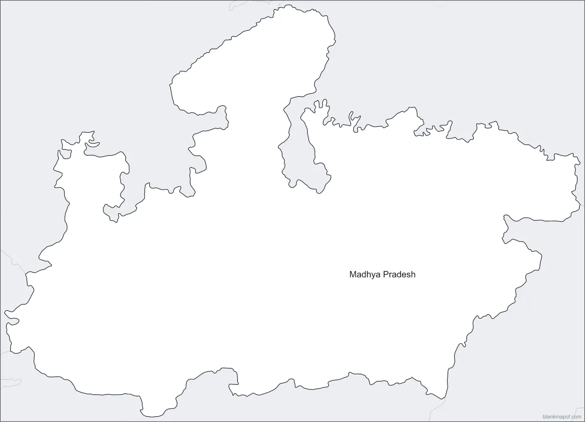 Blank map of Madhya Pradesh, labeled