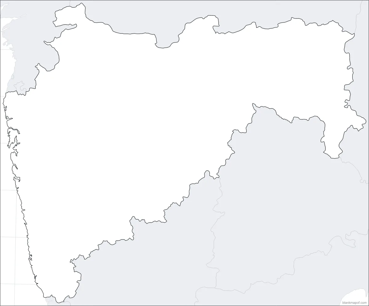 Blank map of Maharashtra, with lat/long grid