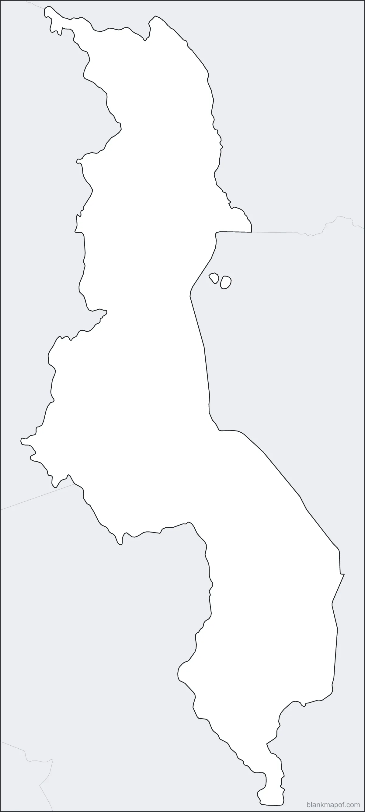 Blank map of Malawi, outline