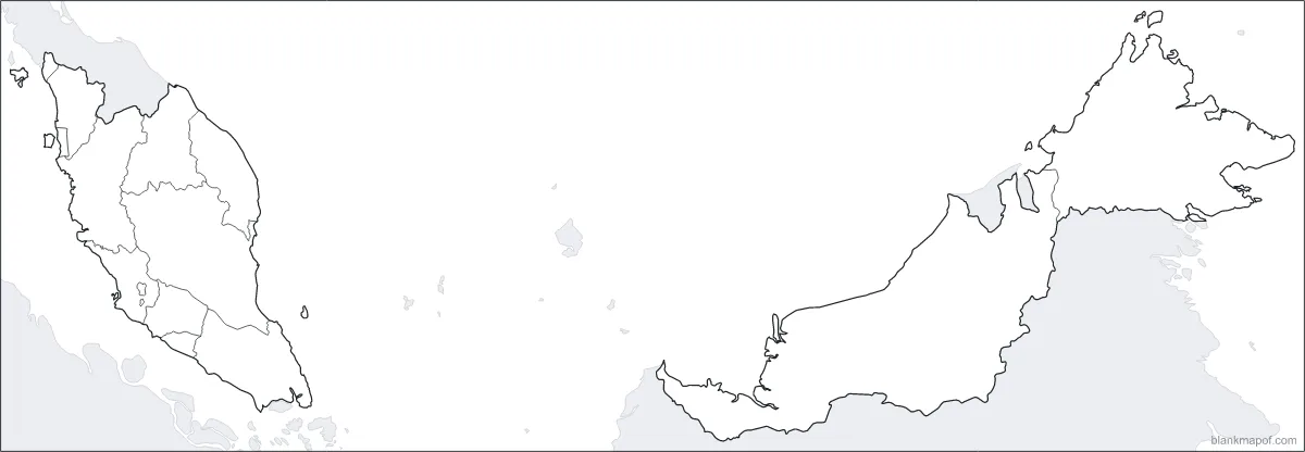 Blank map of Malaysia, with borders