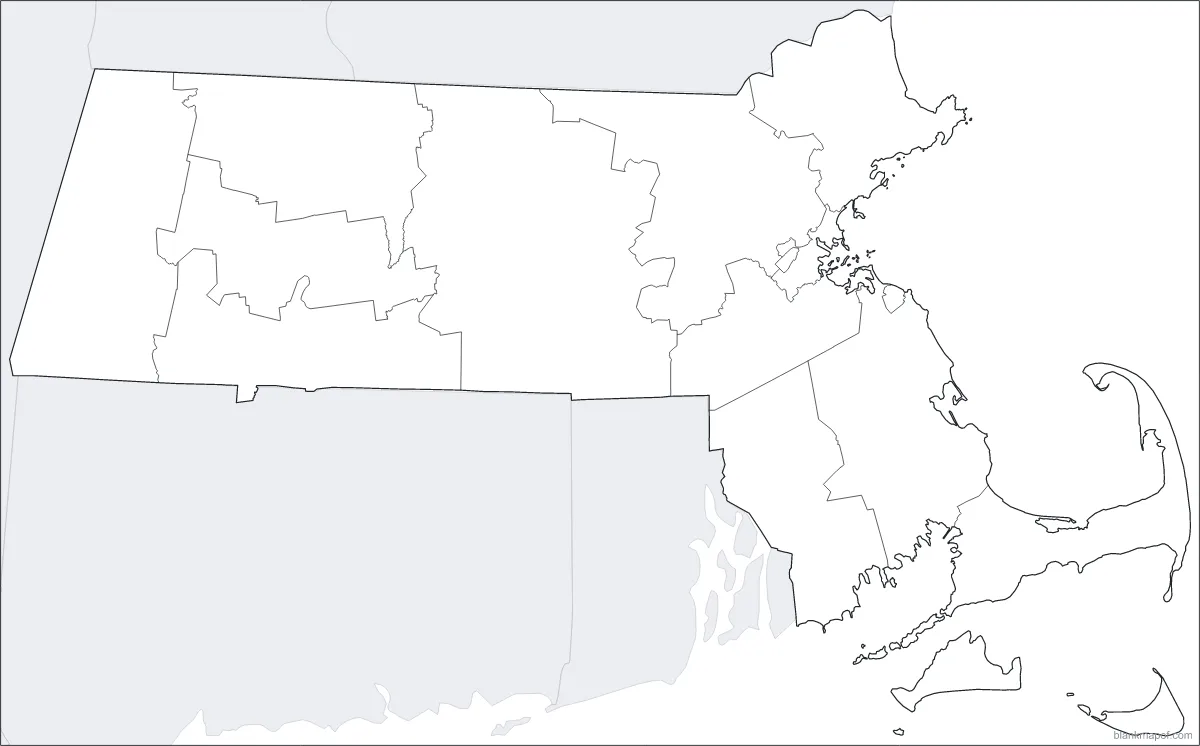 Blank map of Massachusetts