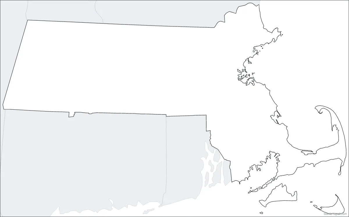Blank map of Massachusetts, outline