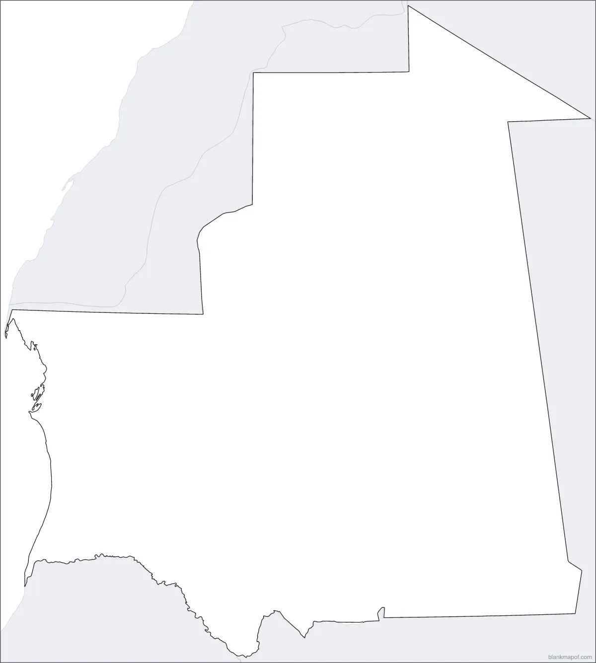 Blank map of Mauritania, outline