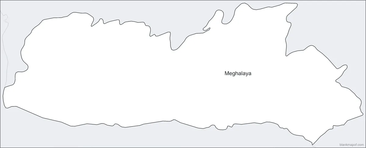 Blank map of Meghalaya, labeled