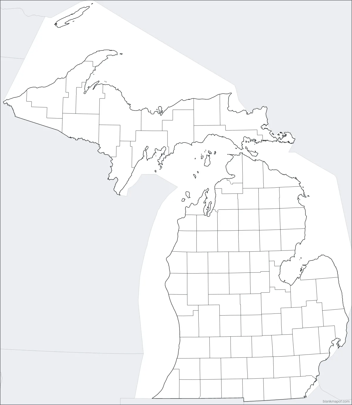 Blank map of Michigan